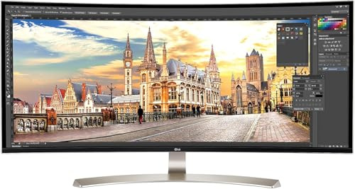LG 38UC99-W 38 21:9 Curved WQHD+ IPS Monitor, 3840x1600, 75Hz, AMD FreeSync, 99% sRGB, USB-C, 2x HDMI, Bluetooth Speakers 20W, 1ms Motion Blur, USB Quick Charge, VESA, White (Renewed)