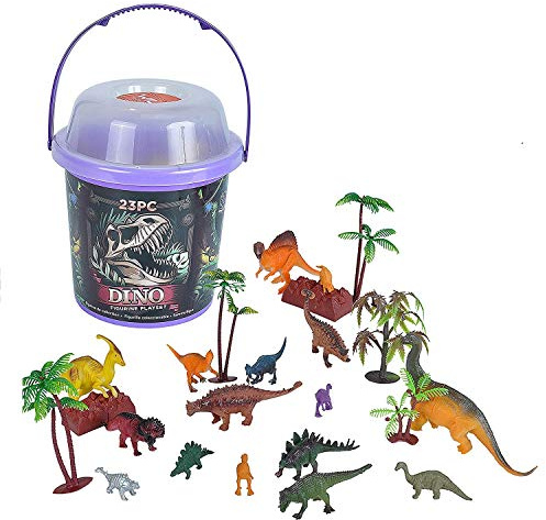 WILD REPUBLIC 22113 Dinosaur Toys Large Bucket, 23 Piece Animal Figurines Set T Rex, Triceratops, Velociraptor, Spinosaurus, Stegosaurus, Dinosaure