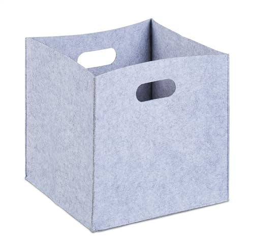 Relaxdays Quadratischer Filzkorb 10er Set, H x B x T: 30 x 30 x 30 cm, grau | mit 20 Trageöffnungen, schicker Regalkorb