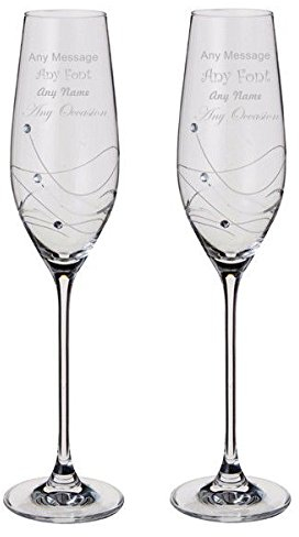 Dartington Glitz Paire de flûtes à champagne personnalisées avec cristaux pour toutes les occasions