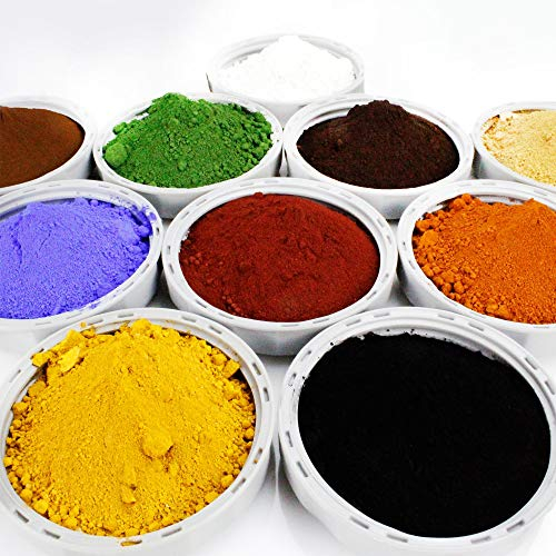 @tec 10-teiliges Pigmentpulver Set Eisenoxid Farben für Beton, Gips, Epoxidharz, Klinker & Putz – 100g je Farbe in Farbige Akzente für Innen & Außen
