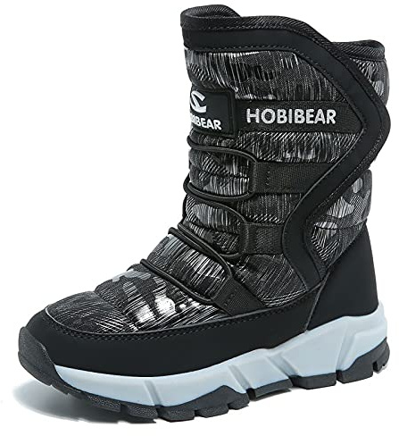 GUBARUN Boys Snow Boots Kids Outdoor Warm Shoes Waterproof (Black1, 6.5)