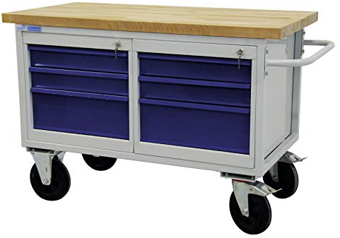 ADB mobile Werkbank Werktisch Werkstatt Rollwagen Tischwagen Werkstattwagen 6 Schubladen Werkstatteinrichtung Zubehör Werkstatt fahrbar mit Rollen
