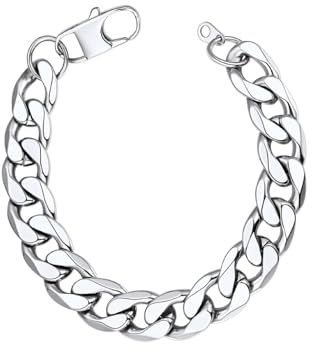 ChainsHouse Herren Armband Edelstahl Panzerarmband 6/8/13MM Damen Gliederarmband 19/21/23CM Kubanisches Kettenarmband Silber/Gold Panzerkette Armskette Armreif Armschmuck für Geburtstag