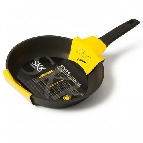 SKK 14424 Series 6 Bratpfanne – Energiesparende Aluguss-Pfanne mit abnehmbarem Griff, PFOA-frei, induktionsgeeignet, backofenfest – 5,5 cm hoher Rand, Ø 24 cm