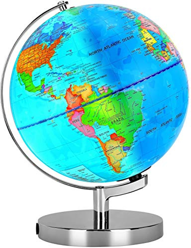 POOCCI 6 in1 Illuminated Large World Globe for Kids & Adults All Ages High Clear Map 12inch, Illuminates Educational Interactive STEM Toy, Light Up Kids Globe Lamp,Gifts For Boys And Girls
