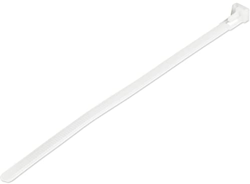 StarTech.com 8(20cm) Reusable Cable Ties - 1/4(7mm) wide, 1-7/8(50mm) Bundle Dia. 50lb(22kg) Tensile Strength, Releasable Nylon Ties, Indoor/Outdoor, 94V-2/UL Listed, 100 Pack - White (CBMZTRB8)