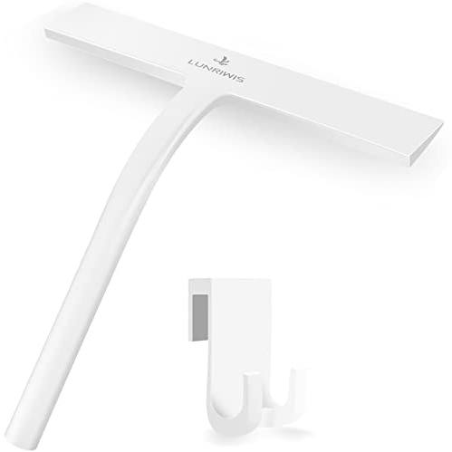 Lunriwis Rasquetas limpiacristales,Escobillas de Goma,Escobilla de Ducha Negra con Gancho para Duchas, Ventanas, Espejos, Ventanas de Coche, Vidrio, Azulejo