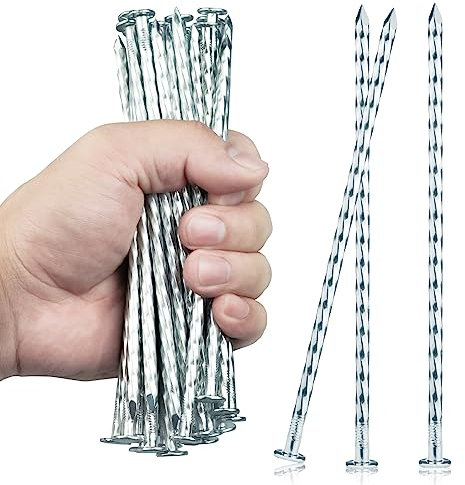 EISENSP Grapas galvanizadas para paisajismo de 6.3 pulgadas, (paquete de 150) estacas de césped de metal en espiral para césped artificial, bordes de pavimentación, barrera de malezas, asegurar vallas