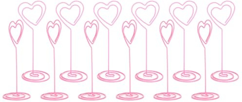 Cyrank 12 Stück Tischkartenhalter, Fotohalter mit Klammern, Rosa Kartenhalter Hochzeit, Memohalter, Tischkarten Halterung, Menükartenhalter, Metall Tischnummernhalter für Party, Hochzeit (Herzförmig)
