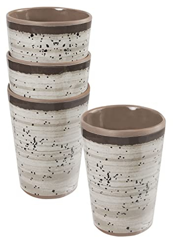 Juego 4 vasos melamina 400ml aspecto gres marrón beige café taza vajilla