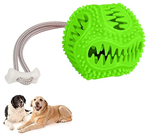 Cyrank Leckerli-Ball für Hunde, Leckerli-Spender-Hundespielzeug, Welpen-Zahnspielzeug für Zähne, langsames Feeder-Spielen(Grün)