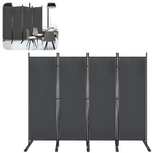 YUENFONG Paravent Raumteiler 225×180cm Sichtschutz Trennwand Stellwand Außen Sichtschutzwand mit Kabelbinder und Bodenheringe, für Balkon Garten Wohnzimmer(4 Teile, Dunkelgrau)