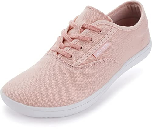 WHITIN Womens Canvas Minimalist Barefoot Sneakers Extra Wide Toe Box Zero Drop Sole Shoes Width Fit Minimus Size 10.5 10.5W Tenis Gym Walking Pink 42