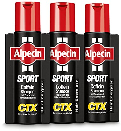 Alpecin Sport koffeinschampo CTX – 3 x 250 ml – vid sportig belastning | energi för starkt hår | hårvård för män – Made in Germany