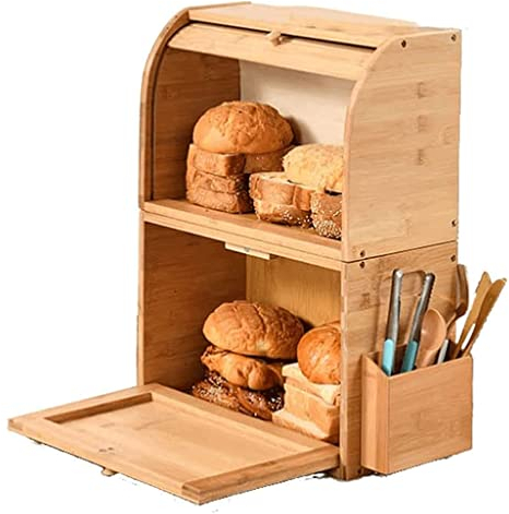 Moda paneras Caja De Pan Fresco De Larga Duración, Caja De Pan De Almacenamiento De Pan De Encimera Soporte De Pan Fresco De Gran Capacidad Caja De Pan Retro Portátil hermoso Generoso