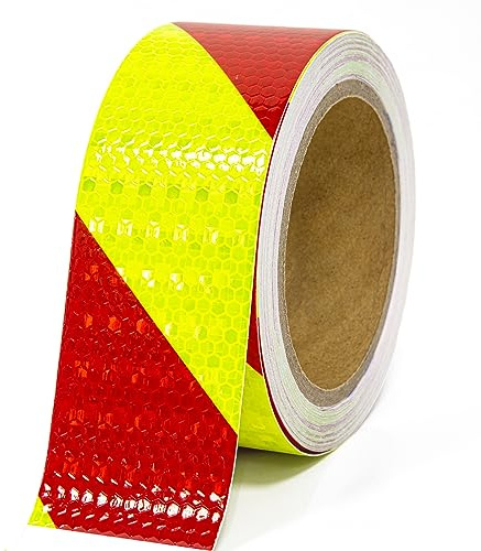 XFXIA Reflektierende Klebeband Rot/Gelb Wasserdicht Reflektorband10mx5cm | Selbstklebend Warnklebeband Sicherheitsband-Conspicuous Warning Tape für Fahrzeuge,Autos,Anhänger,Draussen