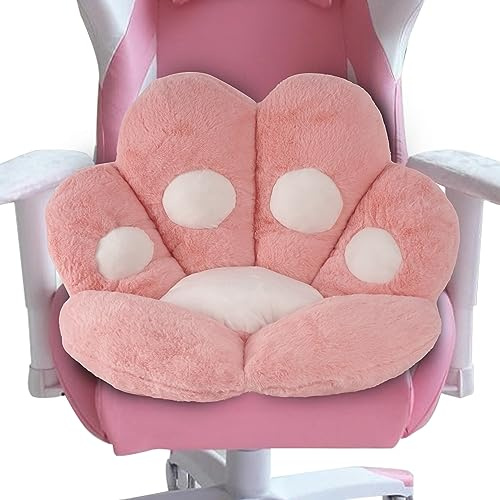 FlyGulls Cat Paw Cushion for Computer Gaming Office Chairs Pink 60x70 cm | Cute Cat Paw Shape, Ultra Soft Plush Comfort, Kawaii Room Decor, Perfect for Home Office Dorm Room Bedroom and Reading Nook