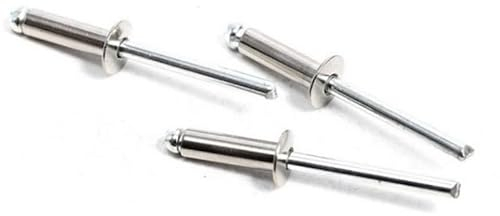 20/50 Stück M3,2 M4 M4,8 304 Halbstahl-Blindnieten mit offenem Ende, mit Bruchzugdorn und hervorstehendem Kopf, Länge = 6 mm-18 mm, M3,2 (50 Stück), 7 mm