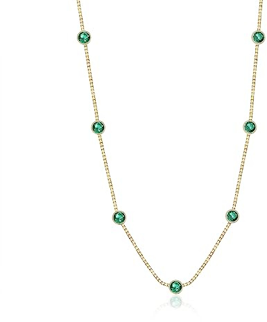 Meissa Collier ras du cou en pierre vert émeraude pour femmes Collier de chaîne en or Collier d'été en argent superposé Bijoux Cadeaux, Or