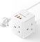 Extension Lead with USB Slots - 20W USB-C Fast Charger 3 Way Plug Extension with 4 USB (QC3.0/PD20W), Compact Cube Extension Lead for Home, Office, Dorm Room, 2M, 13A/3250W
