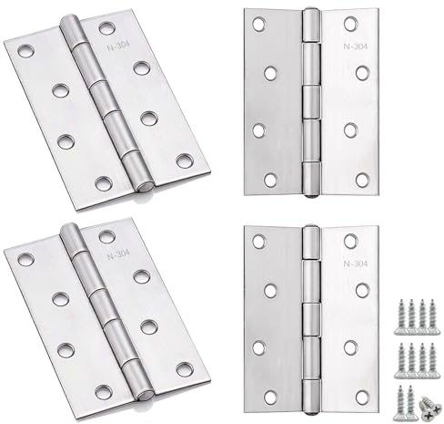 Anstore 4 Cerniere Pieghevoli in Acciaio Inox 100x70x1,3mm, Cerniera Pieghevole Resistente con 48 viti 16x3,5mm, Cerniere per Porte in Legno per Porte e Finestre, Armadi
