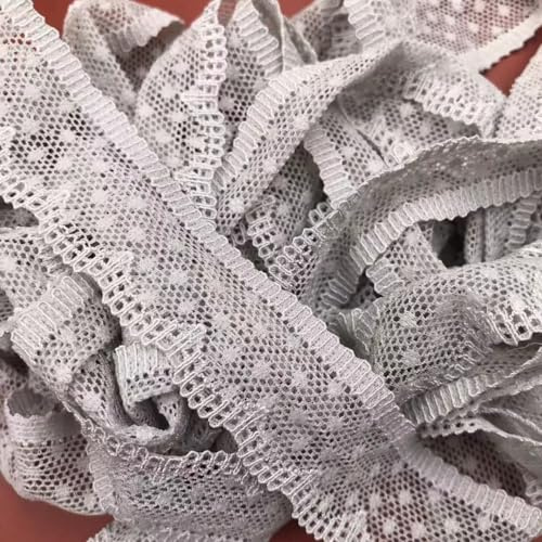 Wambere 15 Yards 2.5cm Spitzenband, Selbstklebende Spitze Vintage Häkelband Spitze Dekoband Spitze Zierband Spitzenstoff Spitzenborte Geschenkband für Nähen Basteln Geschenkverpackung Hochzeit,Grau