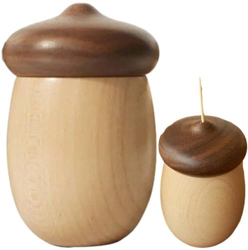 Hölzerner Zahnstocher Acorn Zahnstocher Vintage Zahnstocher Spender Persönlichkeit Zahnstochkasten Ornamente Für Küchen