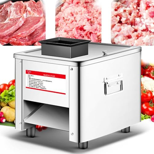 Qiang Máquina Cortadora De Carne Comercial,Rebanadas Tiras Cubos 3 En 1,Cortadora Fiambre Eléctrica 850w,Cortadora De Alimentos Acero Inoxidable para Comercial En El Hogar,Ahorre Tiempo,2.5-20mm
