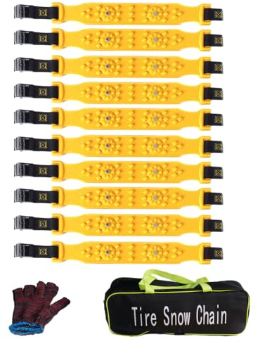 Riloer Lot de 10 Chaînes antidérapantes pour voitures, adaptées aux routes verglacées, enneigées et boueuses.