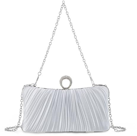 EVEOUT Damen Satin Abendtasche Clutch Elegant Plissierte Hochzeitstasche Handtasche mit Schultergurt Umhängetasche für Party Abschlussball Brauttasche