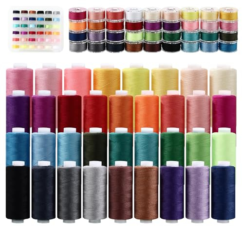 72 Stück Nähgarn Set, 400 Yard 36 farbigen Nähgarn und 36 Unterfadenspulen Qualitätsgarn, Gemischtfarbige Nähmaschinengarne für Overlockmaschinen