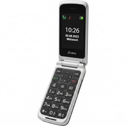 Olympia Vitus 4G Seniorenhandy | Klappbar mit Großtasten | Hörgerätekompatibel | Handy für Senioren | Notruftaste & SOS-Funktion | Farbdisplay | Kamera | Taschenlampe | Langlebiger Akku | Schwarz