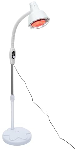 KLOOLIVE Infrarotlampe Wärmelampe 275W Wärmestrahler Rotlicht Lampe 360° Verstellbarer mit Rädern Stand