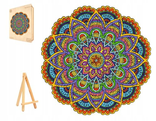 PASJO - Holzpuzzle Erwachsene mit Mandalamotiv 248 Teile 31x31 cm - Geschenkidee für Kinder - Holz Puzzle Mandala - Einzigartige Tierförmige Holz-Puzzle - Creative Jigsaw aus Holz für Erwachsene
