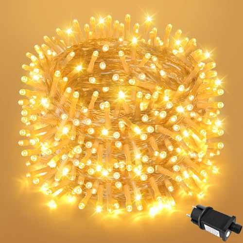 FFZZKJ Lichterkette Weihnachten Außen Innen 8 Modi 20M 200 LED Lichterkette Outdoor Strom IP44 Wasserdicht Timer für Weihnachten, Garten, Balkon, Zimmer Deko, Hochzeit, Warmweiß