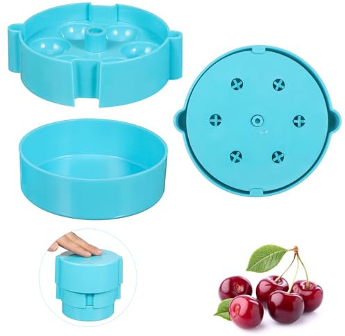 TOPBATHY Kirschentkerner Kunststoff 6-loch Entsteiner Küchenhelfer Tragbar Mit Auffangbehälter Für Sauberes Entkernen