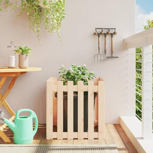 Xichuzi Jardinera con diseño de Valla Madera Maciza de Pino 60x60x60 cm, Huerto Urbano Terraza, Jardineras Exterior, Jardineria Maceteros, Mesa De Cultivo, Huerto En Casa 832457
