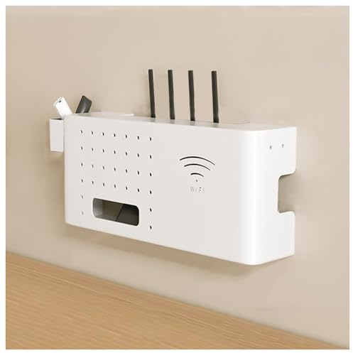 NUODWELL WLAN-Aufbewahrungsbox, Wandmontiertes Regal für Routern, Drähten und TV-Set-Top-Boxen (Weiß)