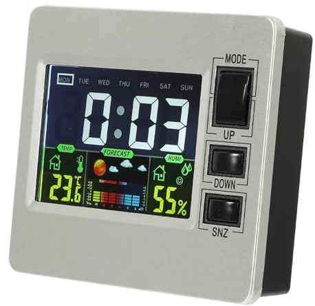 GOOHOCHY Sveglie Moderne Luminose Radiocontrollate Da Orologio A Led Digitale Luci Notturne Display Calendario Temperatura