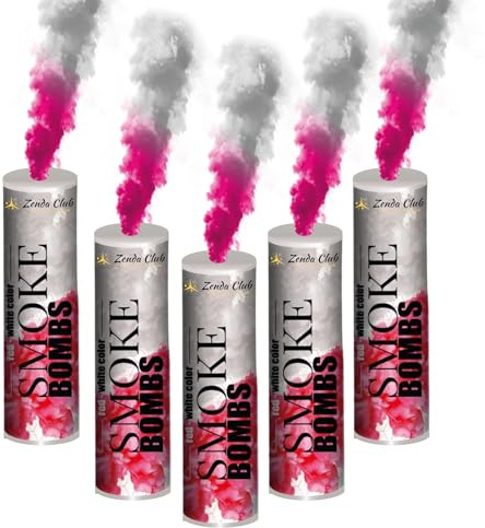 Lot de 5 fumigènes à double sortie ±60s – Blanc Rouge – Déclenchement à Mèche – Fumigènes Colorés – Cat F1 – ZENDA CLUB® Livraison 24H/48H