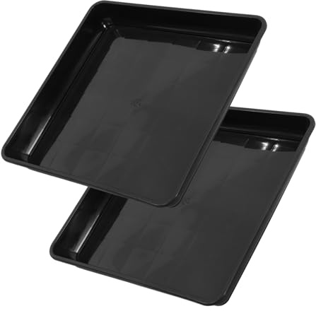 TOYANDONA Soucoupes pour Plantes Lot de 2 Plateaux Carrés Noirs en Plastique de 40 Cm, pour Pots de Fleurs et Plantes D'intérieur ou Extérieur