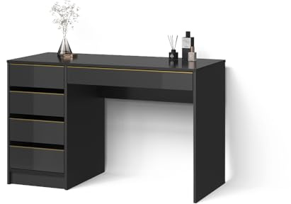 Livinity Tavolo da toilette Imola, Nero/oro, | Senza specchio