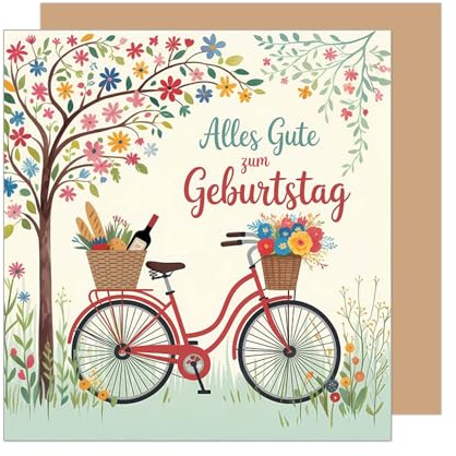 Edition Seidel Premium quadratische Geburtstagskarte mit Umschlag. Glückwunschkarte Geburtstag Karte für Mann Frau Freund Freundin Gute Wünsche Fahrrad (GQ507 SW025)