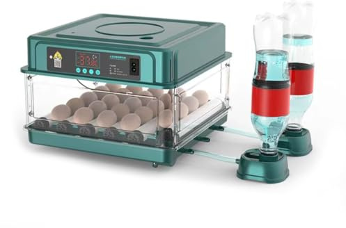 Brutautomat Vollautomatisch, Inkubator für 24-48 Eier mit Wendeautomatik, Befeuchtungsfunktion, Temperaturregelung, Brutmaschine Vollautomatisch für Hühnereier, Wachtel und Enteneier (24 Eier)