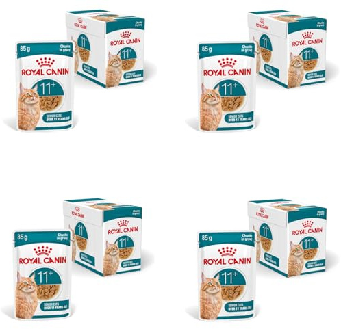 ROYAL CANIN AGEING 11+ Gravy | Confezione da 4 | 4 x 12 x 85 g | Cibo umido per gatti anziani dai 11 anni in su | Formula con HealthyAge7™ Complex | Bocconcini in salsa
