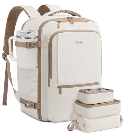 LOVEVOOK Rucksack Handgepäck Flugzeug, 30L Reiserucksack Herren Damen für 15,6 Zoll Laptop, Wasserdicht Travel Backpack Carry On Luggage, Weekender Handgepäck Tasche für Reise Arbeit Trip, Beige