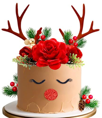 LaVenty Rentier Kuchen Toppers Weihnachten Kuchen Topper Picks Merry Christmas Holiday Party Dekorationen für Babydusche Geburtstag Party Supplies