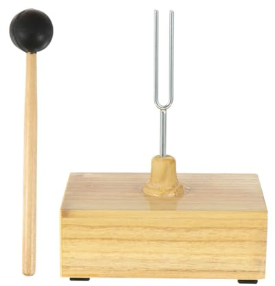 JOINPAYA Stimmgabel aus Rostfreiem Stahl 512 Hz mit Holzresonanzkasten und Gummischlägel Lehrmittel für Akustische Physikexperimente und Schallmessung