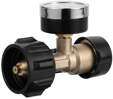 Hemobllo Adaptateur de Recharge Bouteille Gaz Propane LB avec Manomètre et Contrôle Température Outil Conversion Gaz pour Camping et Barbecue Extérieur